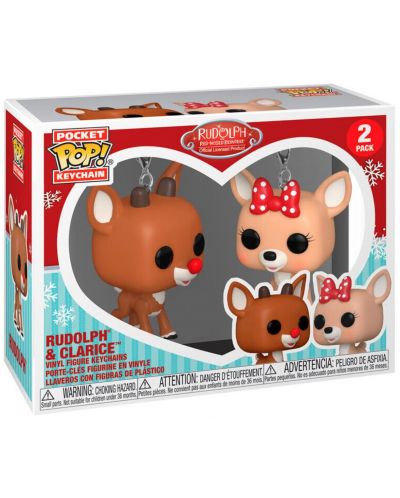Комплект ключодържатели Funko Pocket POP! Animation: Rudolph The Red-Nosed Reindeer - Rudolph and Clarice - 2