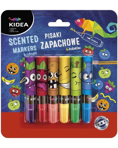 Комплект ароматни маркери Kidea - 6 цвята - 1