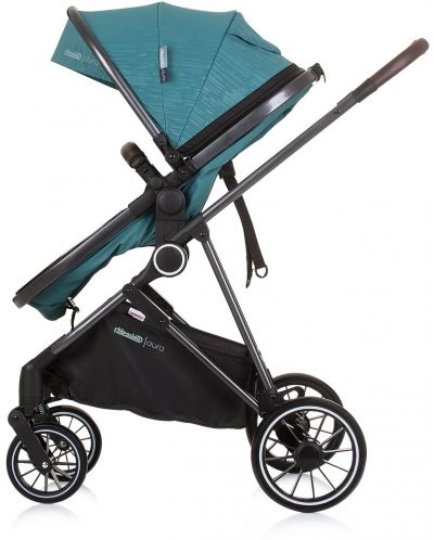 Комбинирана бебешка количка Chipolino - Аура, синьо-зелена - 5
