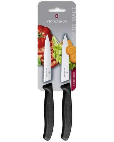 Комплект от 2 ножа за плодове Victorinox - Swiss Classic, 10 cm, черни - 4