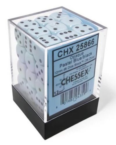 Комплект зарове Chessex Opaque Pastel - Blue/black, 36 броя - 1