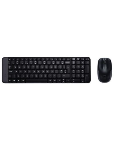 Комплект мишка и клавиатура Logitech - MK220, безжични, черен - 1