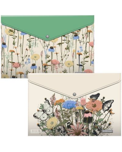 Комплект папки с копче Erich Krause - Wild Flowers, A4, 4 броя - 1