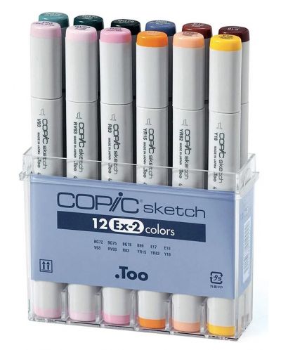 Комплект маркери Too Copic Sketch - EX-2, 12 цвята - 1