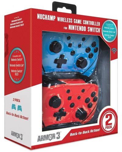 Безжични контролери Armor3 - NuChamp, 2 бр, син/червен (Nintendo Switch) - 5