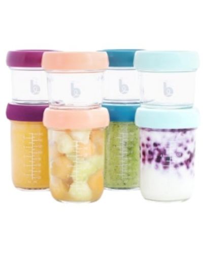 Комплект стъклени купички за храна Babymoov - 4 х 220 ml, 4 х 100 ml