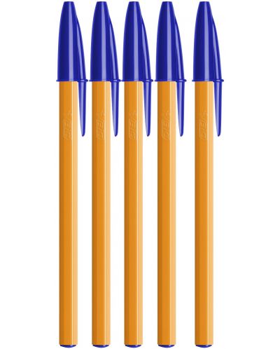 Комплект химикалки BIC Orange Original Fine - 0.8 mm, сини, 5 броя - 1