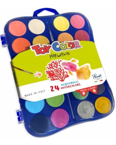 Комплект водни бои Toy Color - 24 цвята  - 1