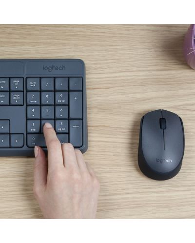 Комплект мишка и клавиатура Logitech - MK235,безжичен, тъмносив - 9