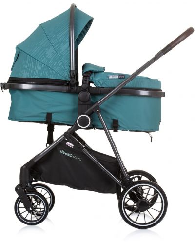 Комбинирана бебешка количка Chipolino - Аура, синьо-зелена - 7