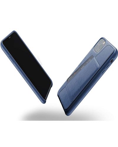 Кожен калъф с джоб Mujjo за iPhone 11 Pro Max, син - 4