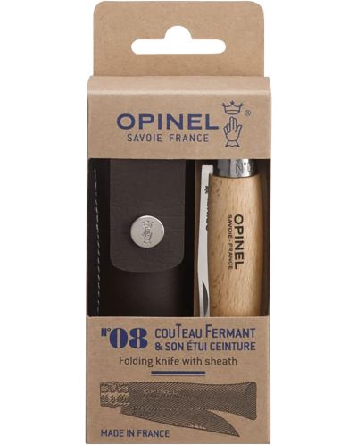 Комплект нож с кания Opinel Inox - №8, бук - 1