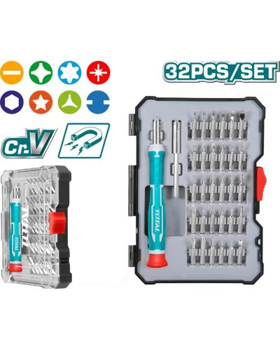 Комплект прецизни отвертки със сменяеми накрайници TOTAL - Industrial, 32 части - 4