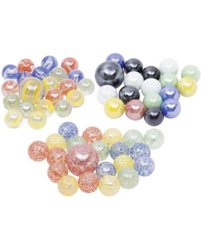 Комплект многоцветни стъклени топчета Goki - 21 броя, асортимент  - 1