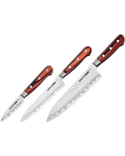 Комплект от 3 ножа Samura - Kaiju, червена дръжка - 1