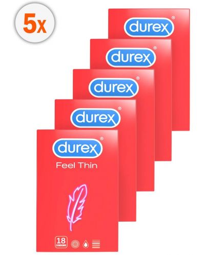 Комплект Feel Thin Презервативи, 5 х 18 броя, Durex - 1
