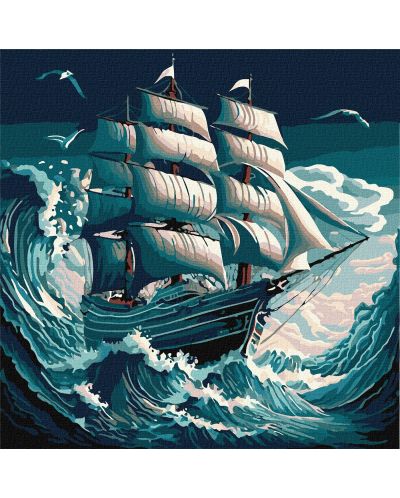 Комплект за рисуване по номера Ideyka - Буря в морето, 40 х 40 cm - 1