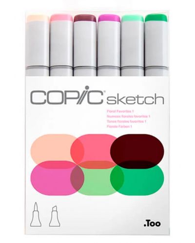 Комплект маркери Too Copic Sketch - Флорални 1, 6 цвята - 1