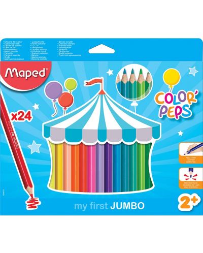 Комплект моливи Maped Color Peps - My First Jumbo, 24 цвята - 1