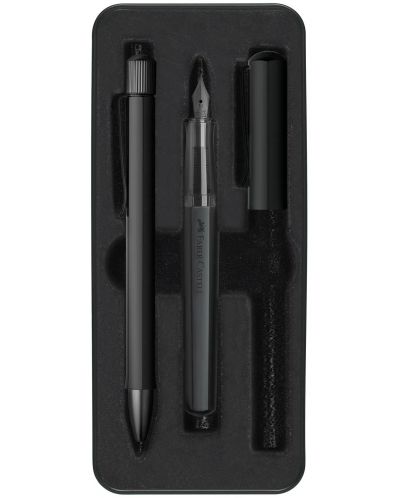 Комплект химикалка и писалка Faber-Castell Hexo - Черен мат - 1