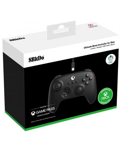 Контролер 8BitDo - Ultimate Wired, Hall Effect Edition, жичен, черен (Xbox One/Xbox Series X/S) - 4