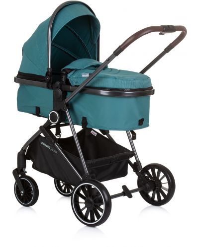 Комбинирана бебешка количка Chipolino - Аура, синьо-зелена - 2