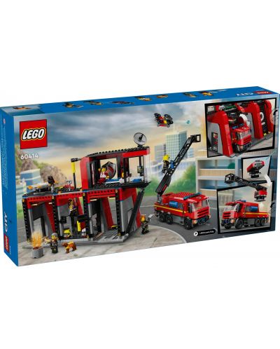 Конструктор LEGO City - Пожарна станция с пожарен камион (60414) - 2