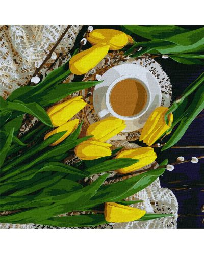 Комплект за рисуване по номера Ideyka - Пролетна закуска, 40 х 40 cm - 1