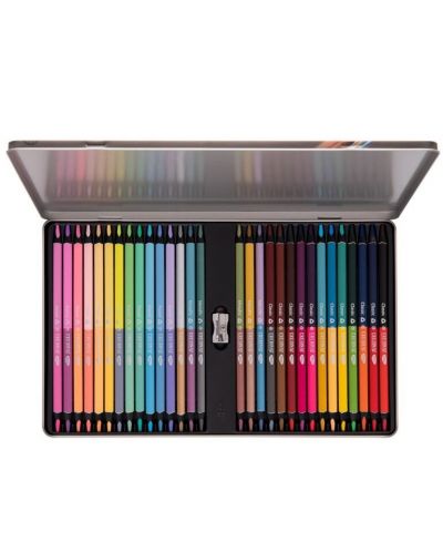 Комплект двувърхи цветни моливи Daco - 60 цвята, метална кутия - 1