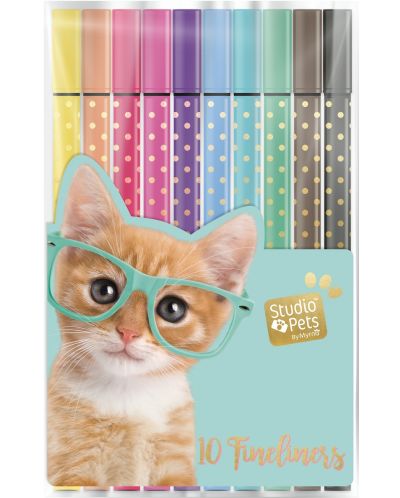 Комплект цветни тънкописци Studio Pets - 10 броя - 1
