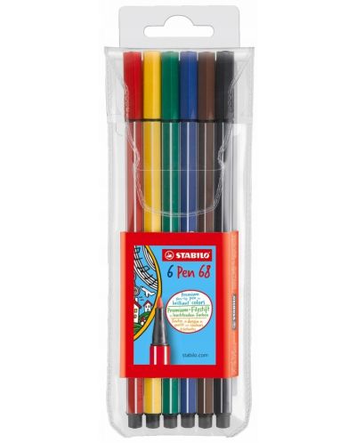 Комплект флумастери Stabilo Pen 68 - 6 цвята - 1