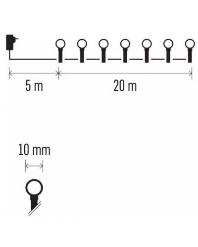 LED Лампички Emos - Cherry Timer, 200 броя, 6W, 20 m - 7