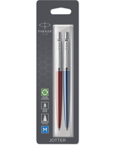 Комплект химикалка Parker Jotter Originals - С гел химикалка, синя - 1