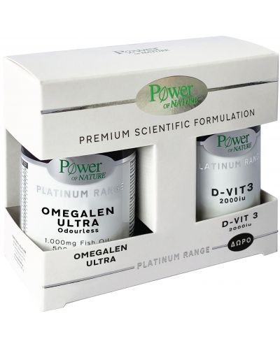 Комплект Platinum Range Omegalen Ultra + D-Vit3, 30 капсули + 20 таблетки, Power of Nature - 1