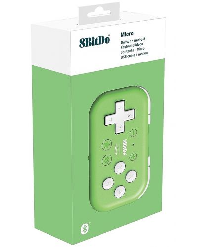 Безжичен контролер 8BitDo - Micro Gamepad, зелен (Nintendo Switch/PC) - 7