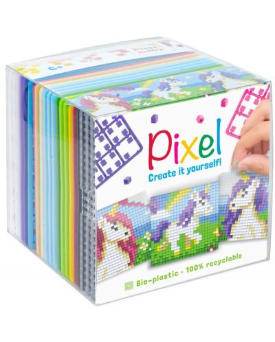 Креативен комплект с пиксели Pixelhobby Classic - Куб, Еднорози - 1