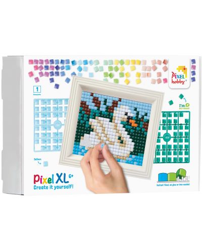 Креативен комплект с рамка и пиксели Pixelhobby - XL, Лебед - 1