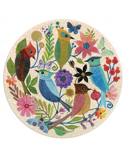 Кръгъл пъзел Galison от 1000 части - Цветя и птици - 2