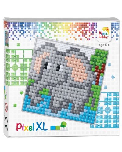 Pixelhobby Креативен хоби комплект с пиксели XL, 23x23 пиксела - Слонче - 1