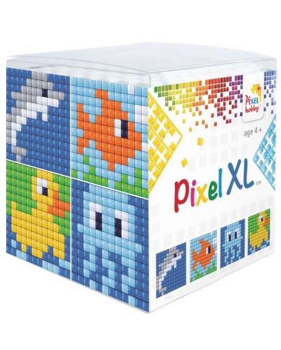 Креативен комплект с пиксели Pixelhobby - XL, Куб, водни животни - 1