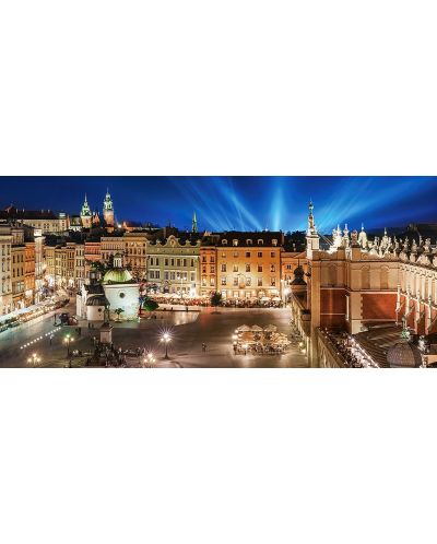 Панорамен пъзел Castorland от 600 части - Площадът в Краков през нощта - 2