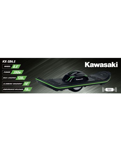 Сърфборд KAWASAKI с едно колело - Electric One-Wheel Balance Surfboard 6.5", черно и зелено - 2