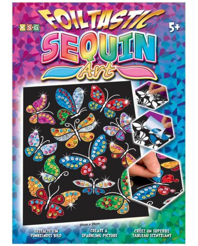 Творчески комплект KSG Crafts Sequin Art - Изкуство с пайети и фолио, Пеперуди - 2