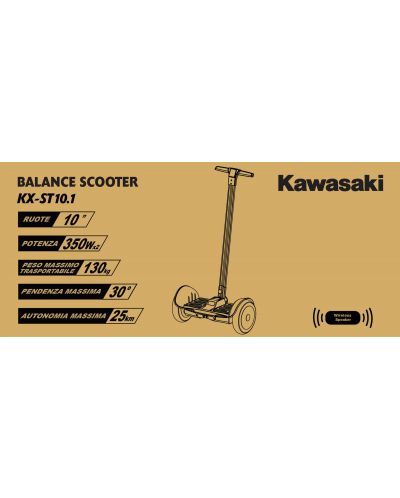 Стрийтборд KAWASAKI - Electric Balance Streetboard 10.1", зелено и черно - 2