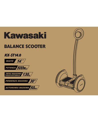 Стрийтборд KAWASAKI - Electric Balance Streetboard 14.0", зелено и черно - 2