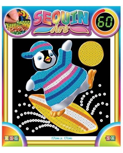 Творчески комплект KSG Crafts Sequin Art - Изкуство с пайети за 60 минути, Пингвин - 2