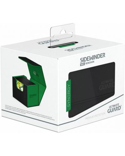 Кутия за карти Ultimate Guard Sidewinder XenoSkin SYNERGY Black/Green (100+ бр.) - 3