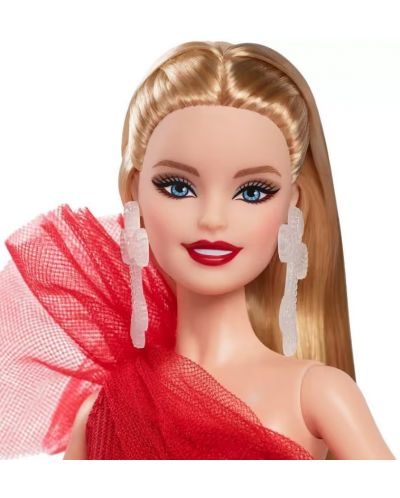 Кукла Barbie Signature - 2024 Holiday Barbie, в празнична рокля и руса коса - 4