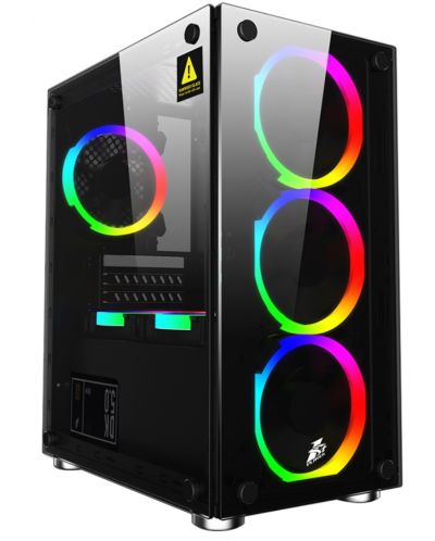 Кутия 1stPlayer - X2 RGB, mini tower, черна/прозрачна - 2