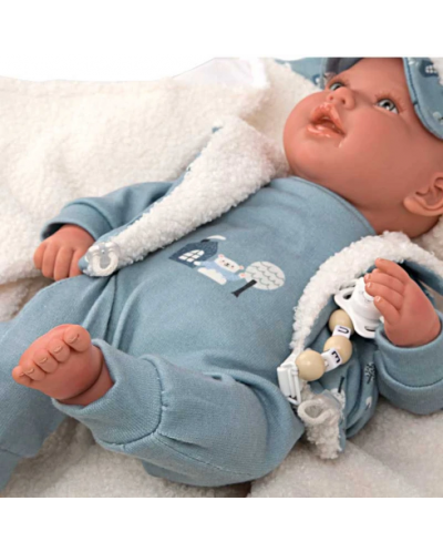 Кукла-бебе Arias - Бруно със син костюм и аксесоари, 45 cm - 4
